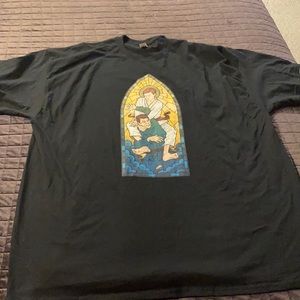 New graphic tee Biblical headlock in stain glass window